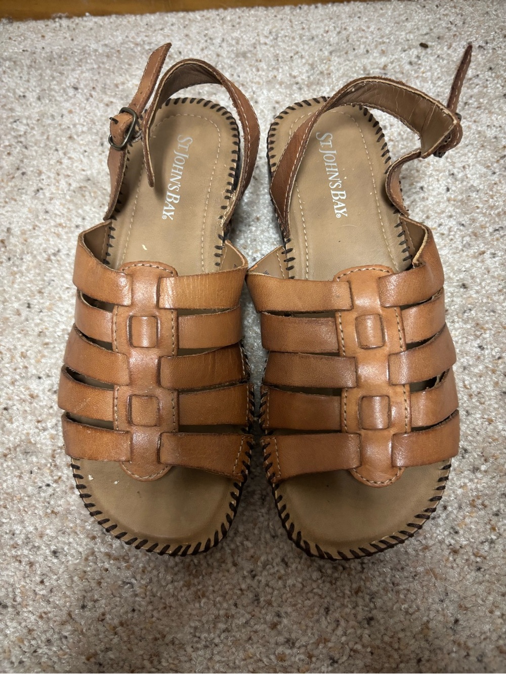 St. John's Bay Women’s Brown Leather Strappy Fisherman Sandals